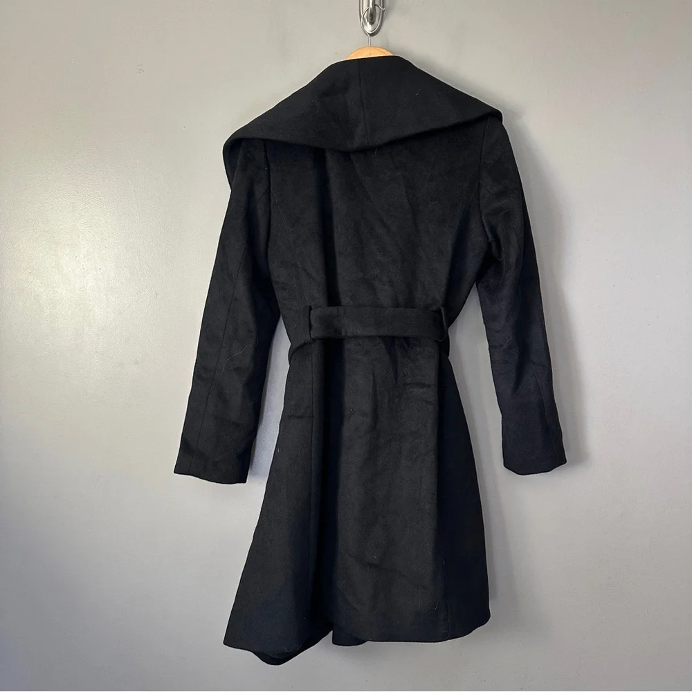 Ann Taylor wool blended black wrapped coat jacket